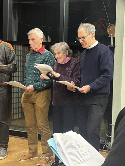 Holiday Sing Along on December 14 2024 David and Barbara and Rev. Alan
