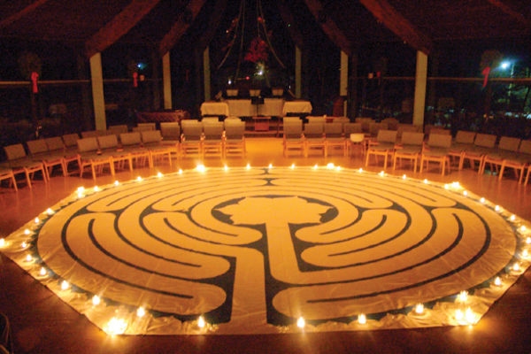 Labyrinth with candles in the TUCW Sanctuary