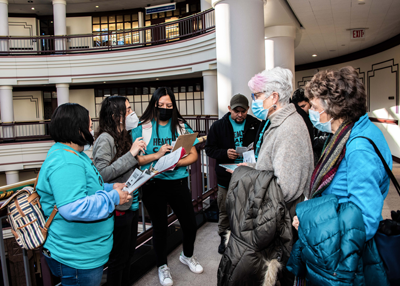 Congregants Melanie Wyler and Kathy Roberts at HUSKY Lobby Day at the Connecticut State Capitol