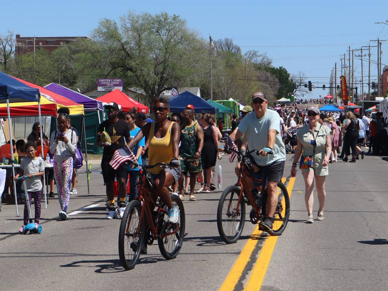 Members of the community visit the Open Streets ICT event at Wichita State.