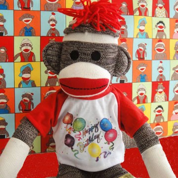 happy birthday sock monkey