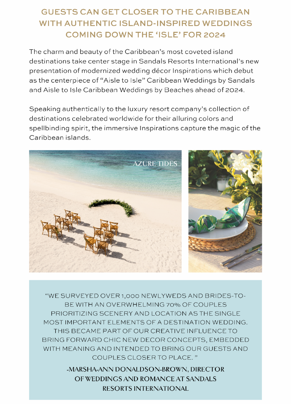The 'Aisle' Edit A Look At Sandals Resorts International’s Newest