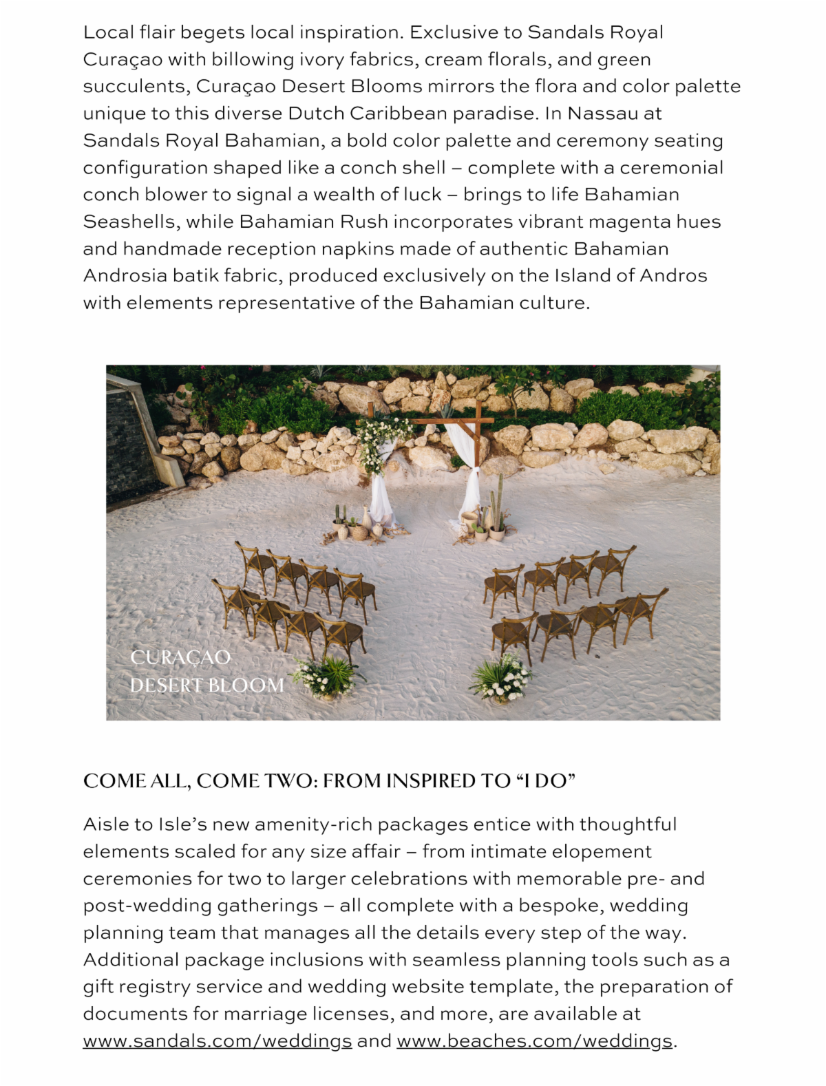 The 'Aisle' Edit A Look At Sandals Resorts International’s Newest Destination Wedding Inspirations