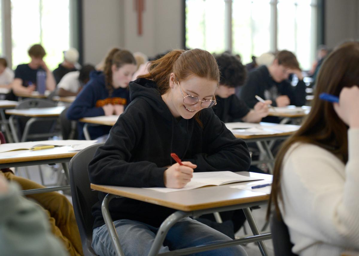 Student writing an exam