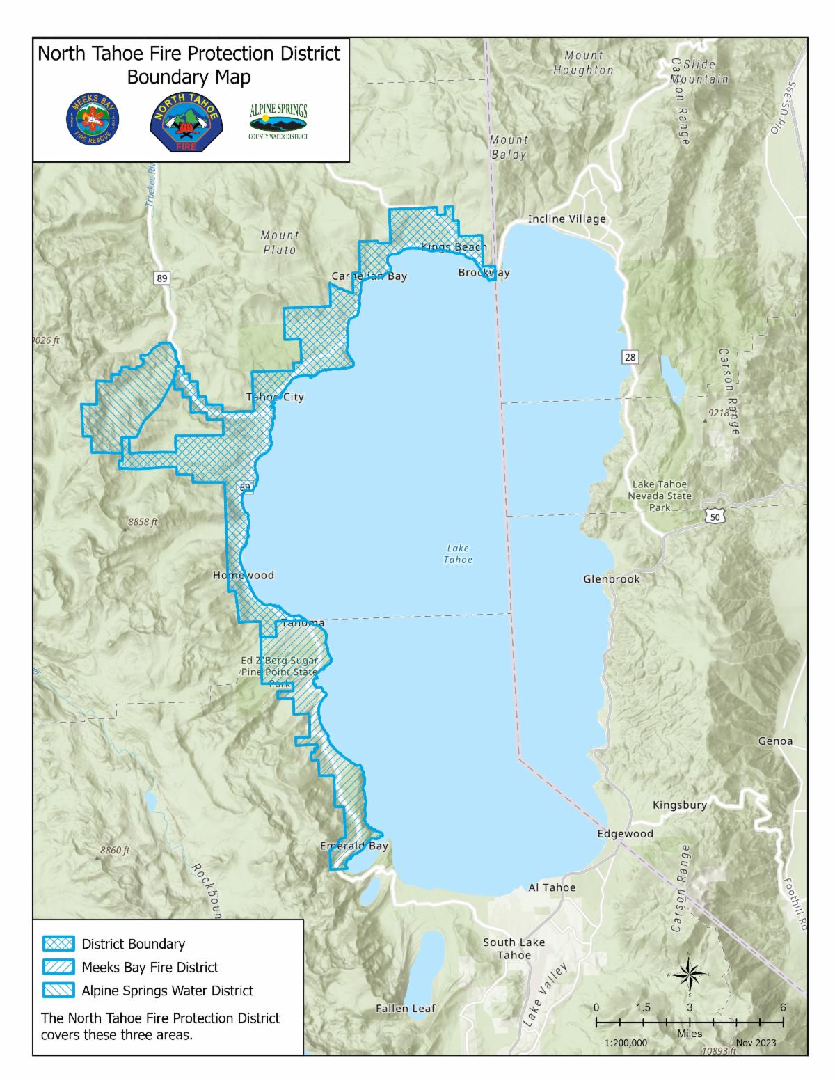 An image of a map highlighting North Tahoe Fire's service area
