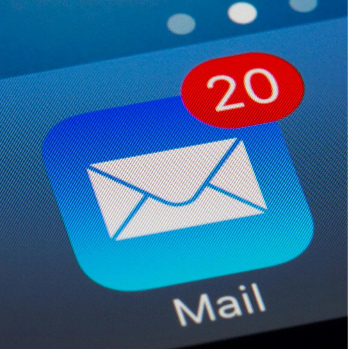 Email icon on phone with messages pending