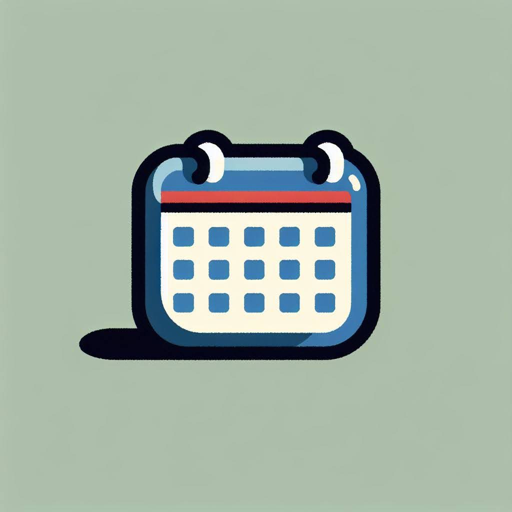 An AI-generated clip art image of a calendar with a green background, cartoon style