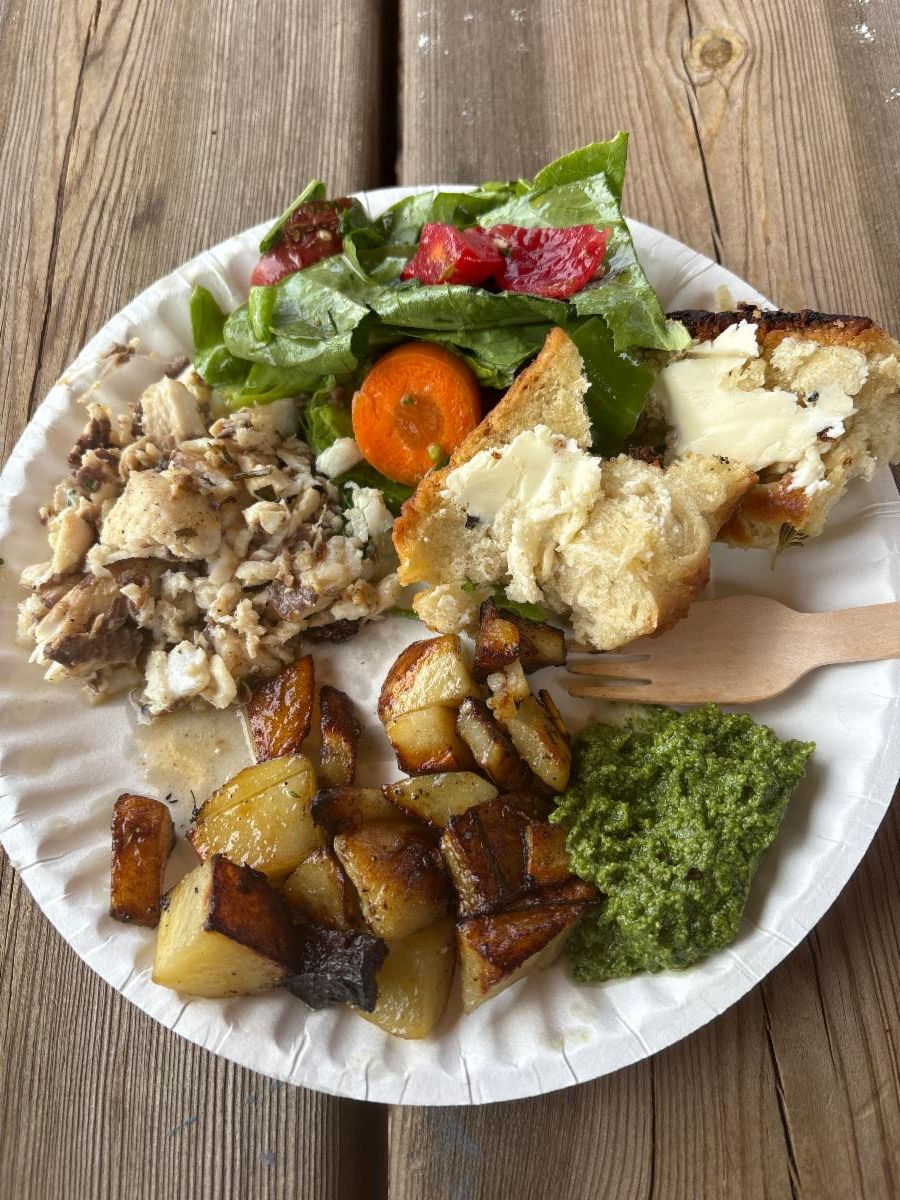 A full plate of food