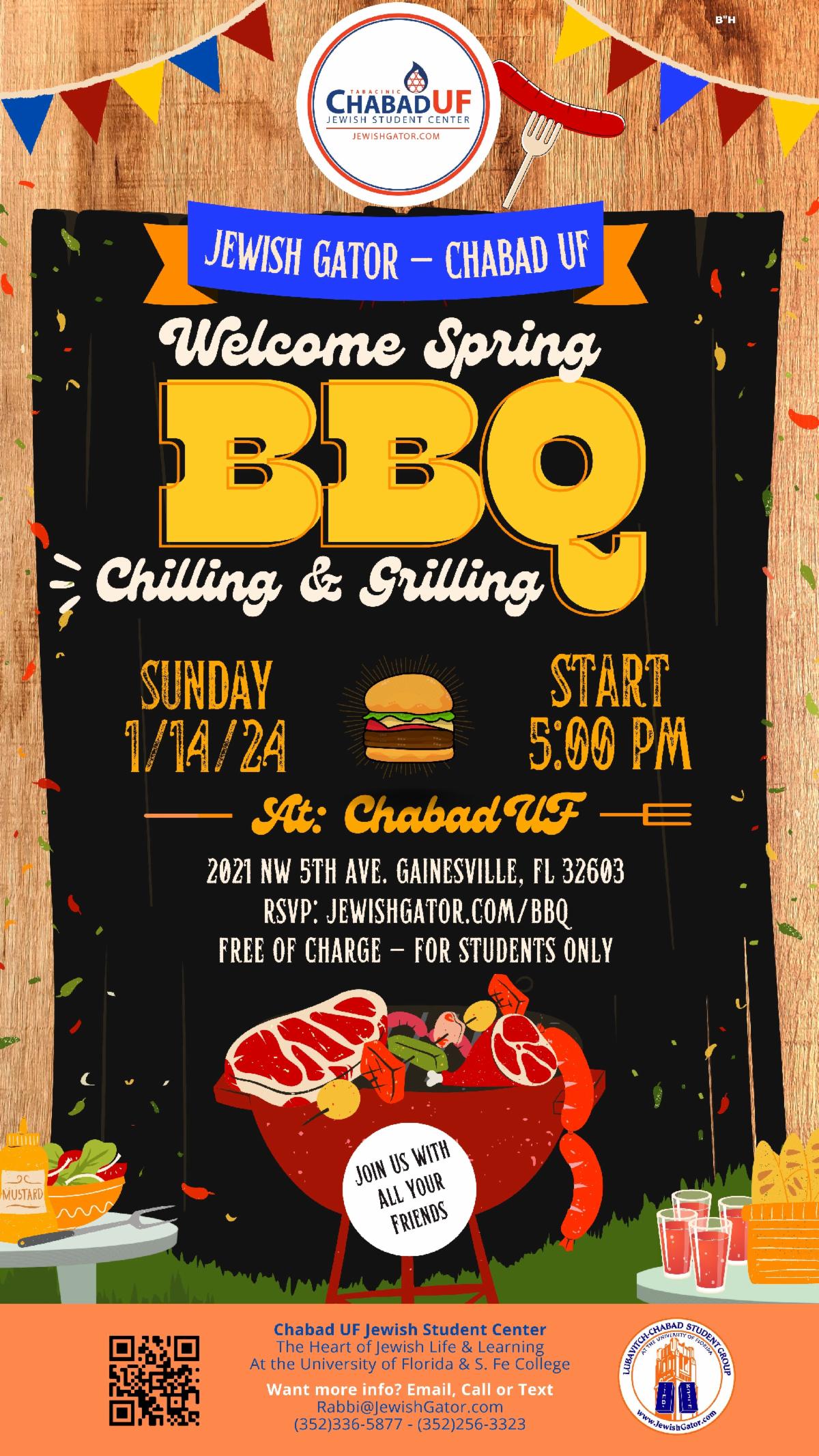 Gator Shabbat, Spring Kosher Meal Plan, Welcome BBQ & more