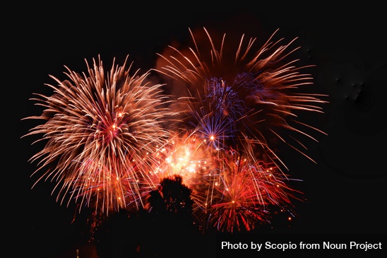 Red firework display during nighttime by Scopio from Noun Project (CC BY-NC-ND 2.0)