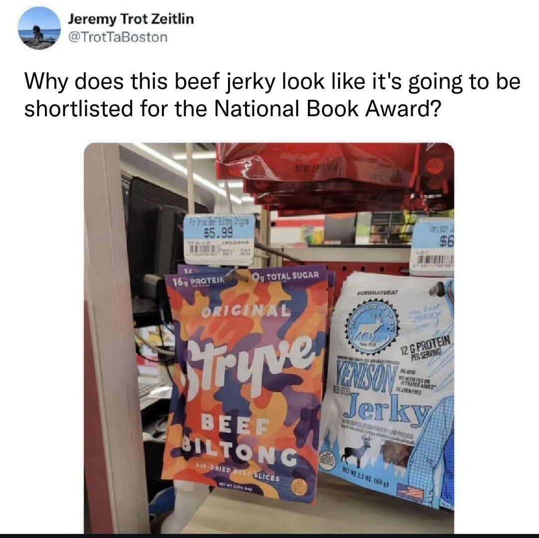 Beef jerkey book award meme