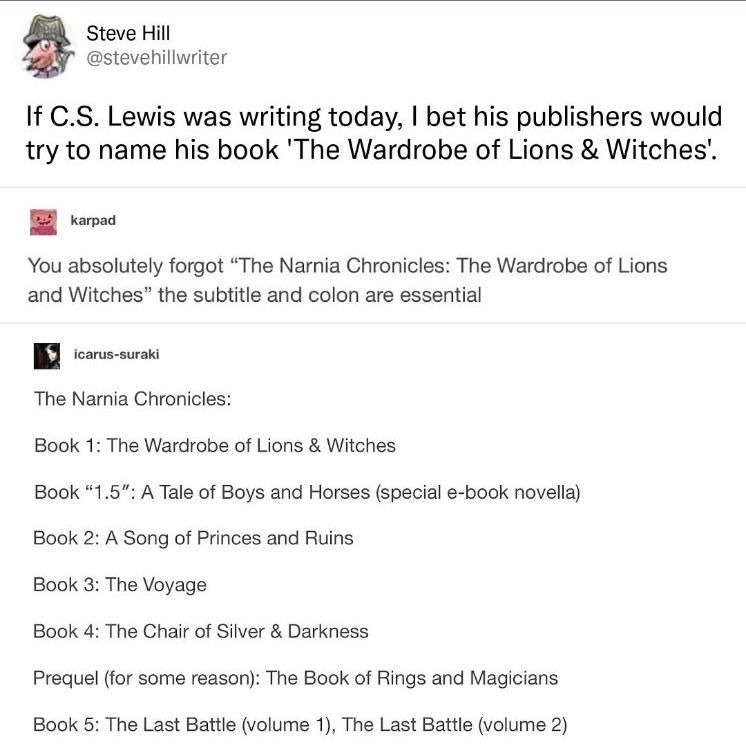 meme about renaming narnia books