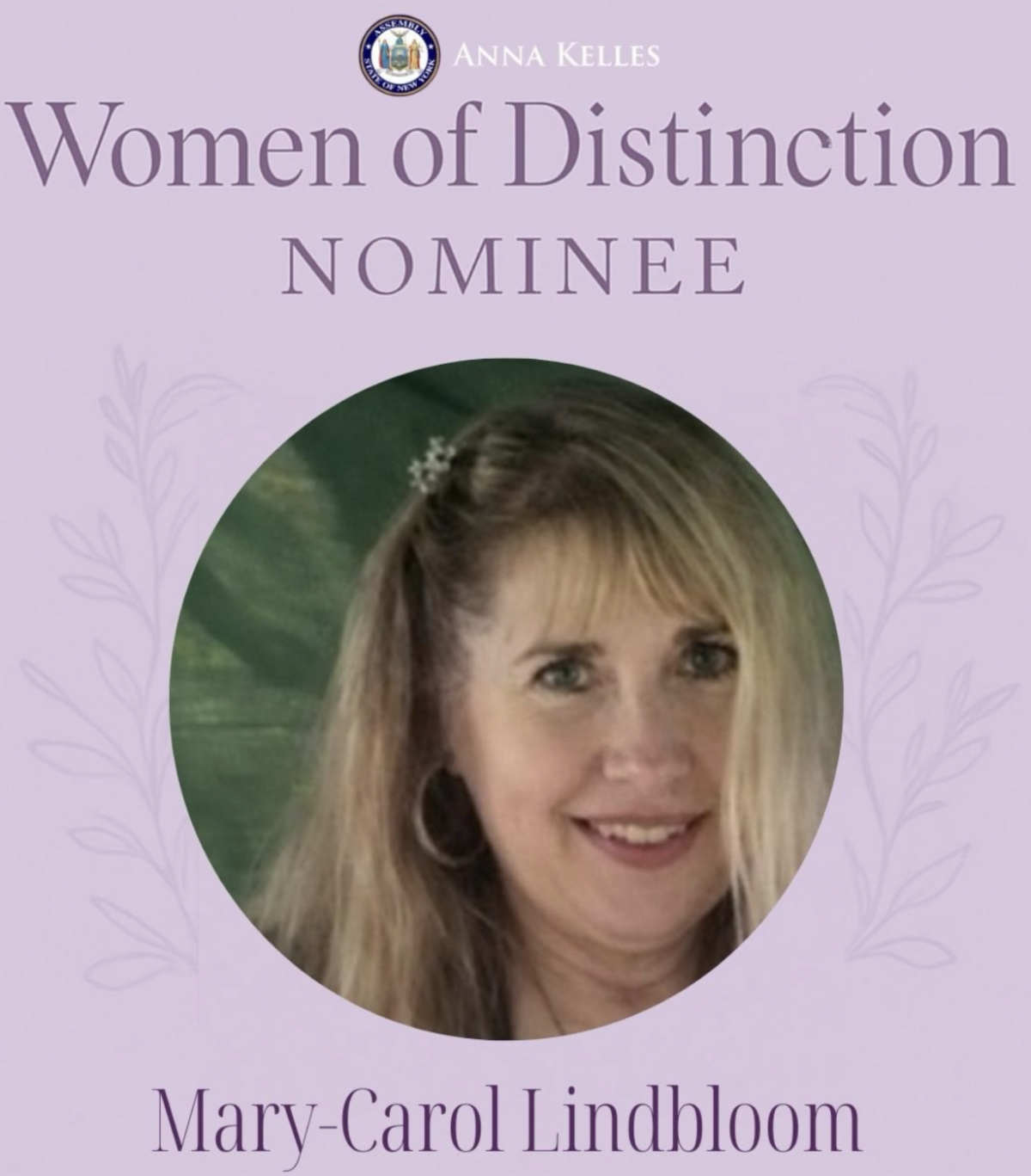Headshot of Mary-Carol Lindbloom, Women of Distinction Nominee