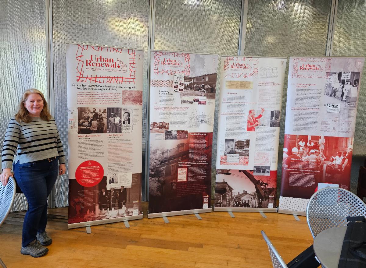 Carrie Fishner with the Urban Renewal Exhibit