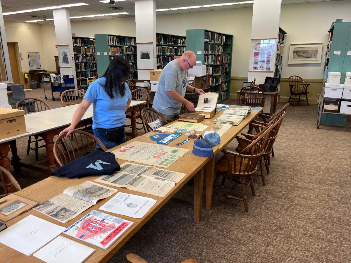 Photo of people visiting Special Collections and Projects