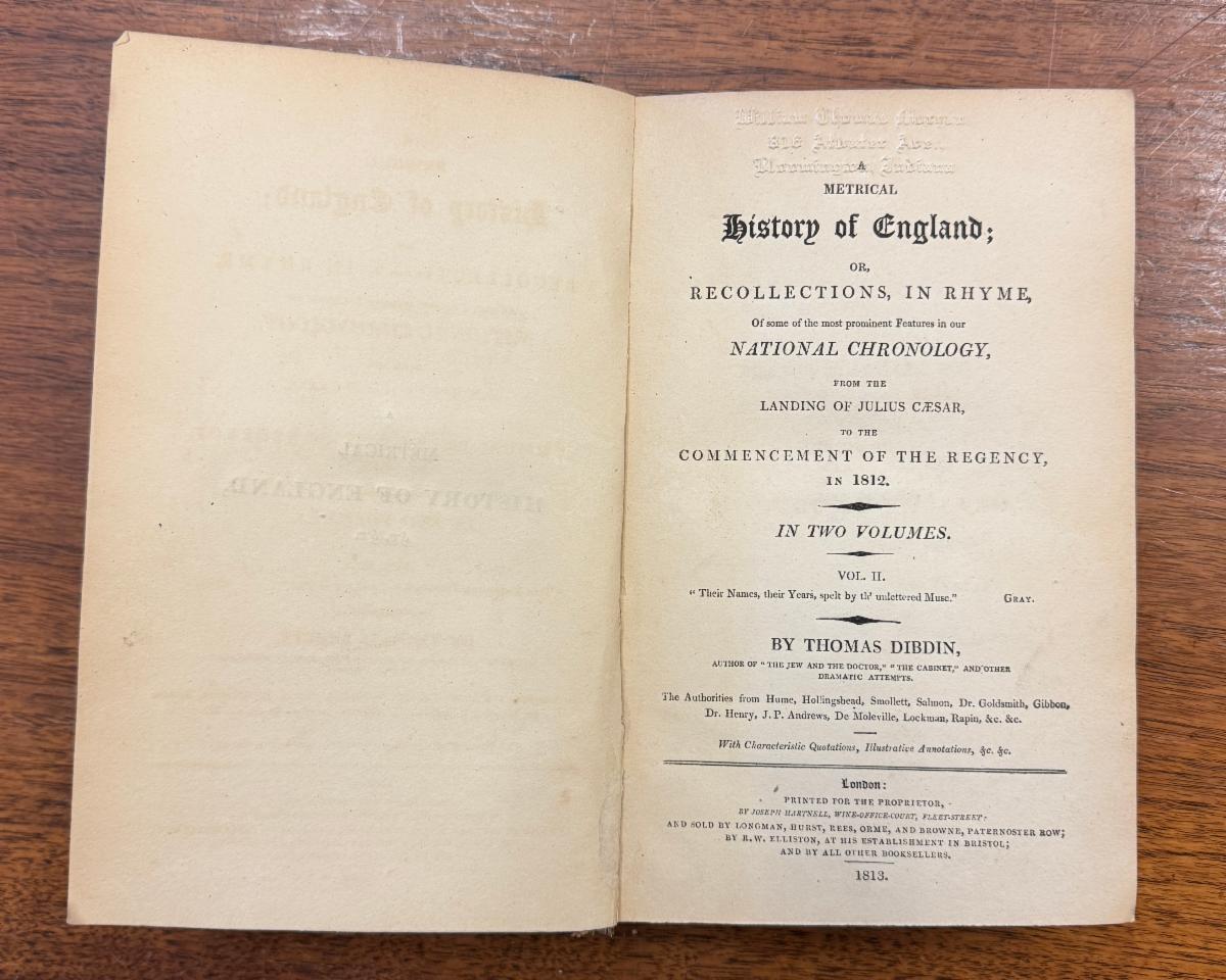 Front page of book A metrical history of England