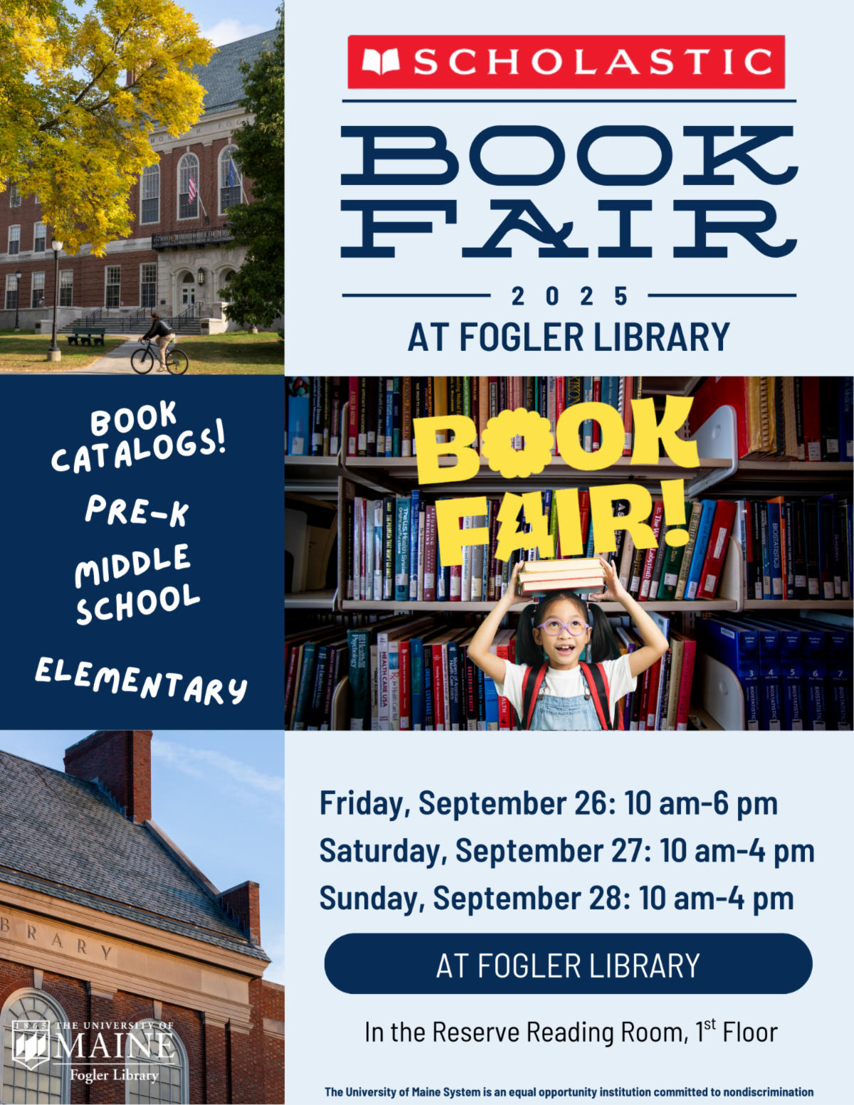 Flyer advertising the Scholastic Book Fair. Decorative element.