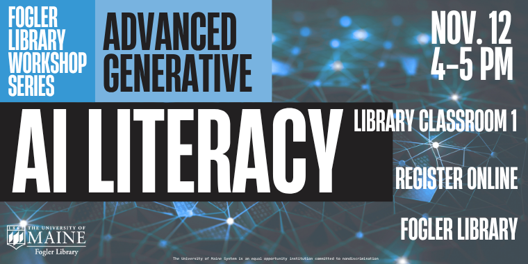 Graphic decorative element advertising intro to advanced generative AI literacy workshop