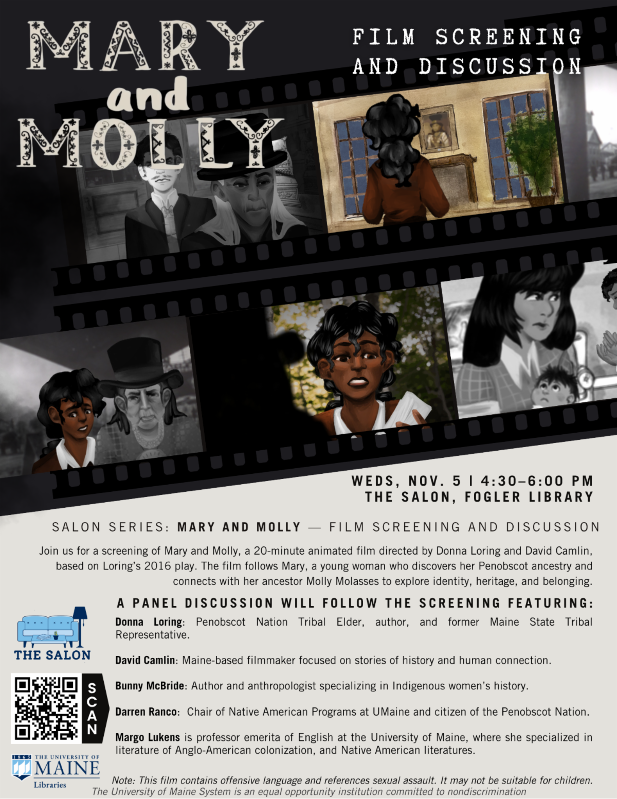 Flyer publicizing the Mary and Molly Salon event