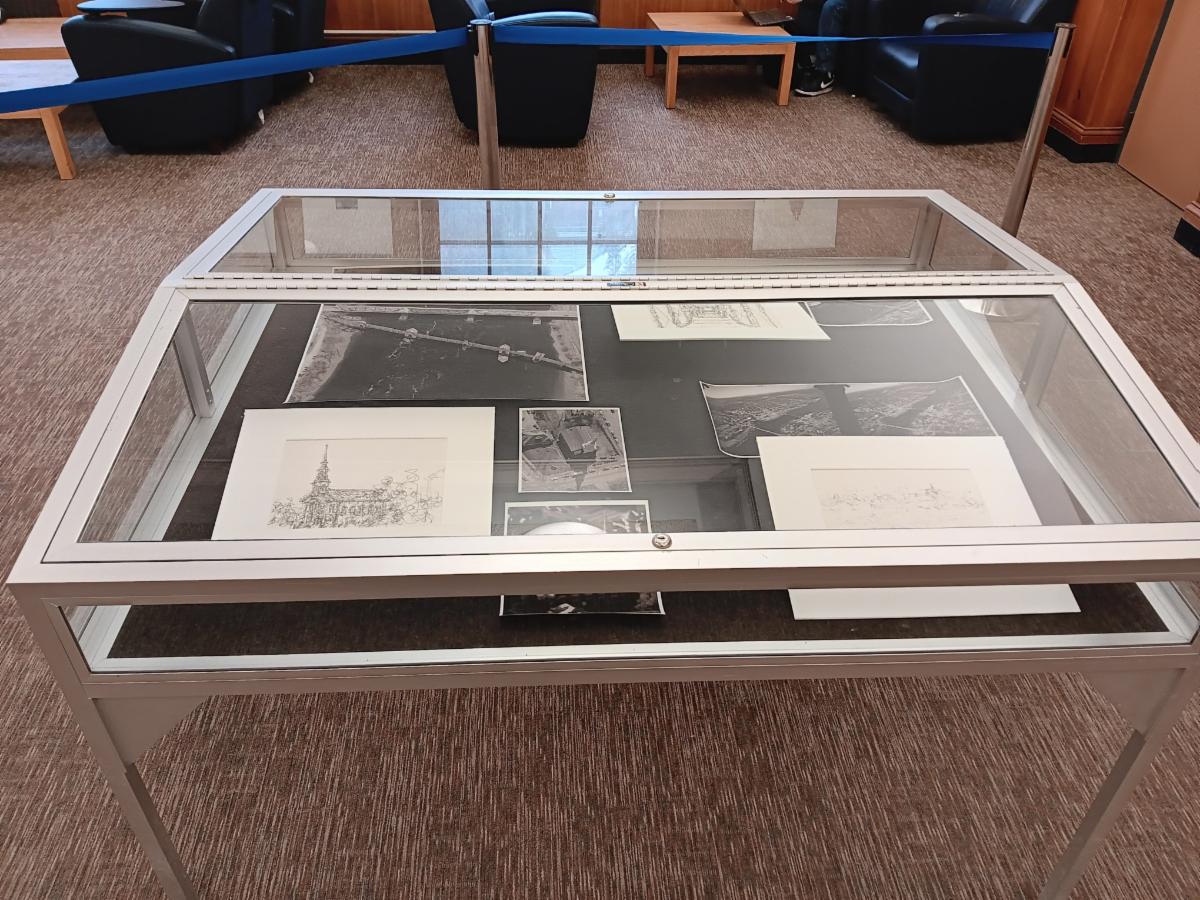 Photo of the John William Bailly exhibit at Fogler Library