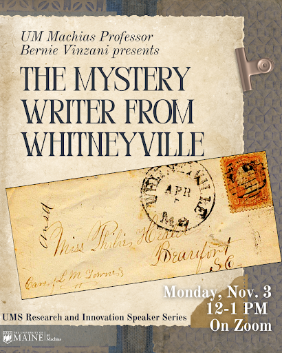 Flyer advertising The Mystery Writer from Whitneyville event