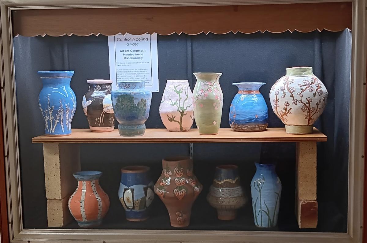 A second photo of a display of ceramic vases