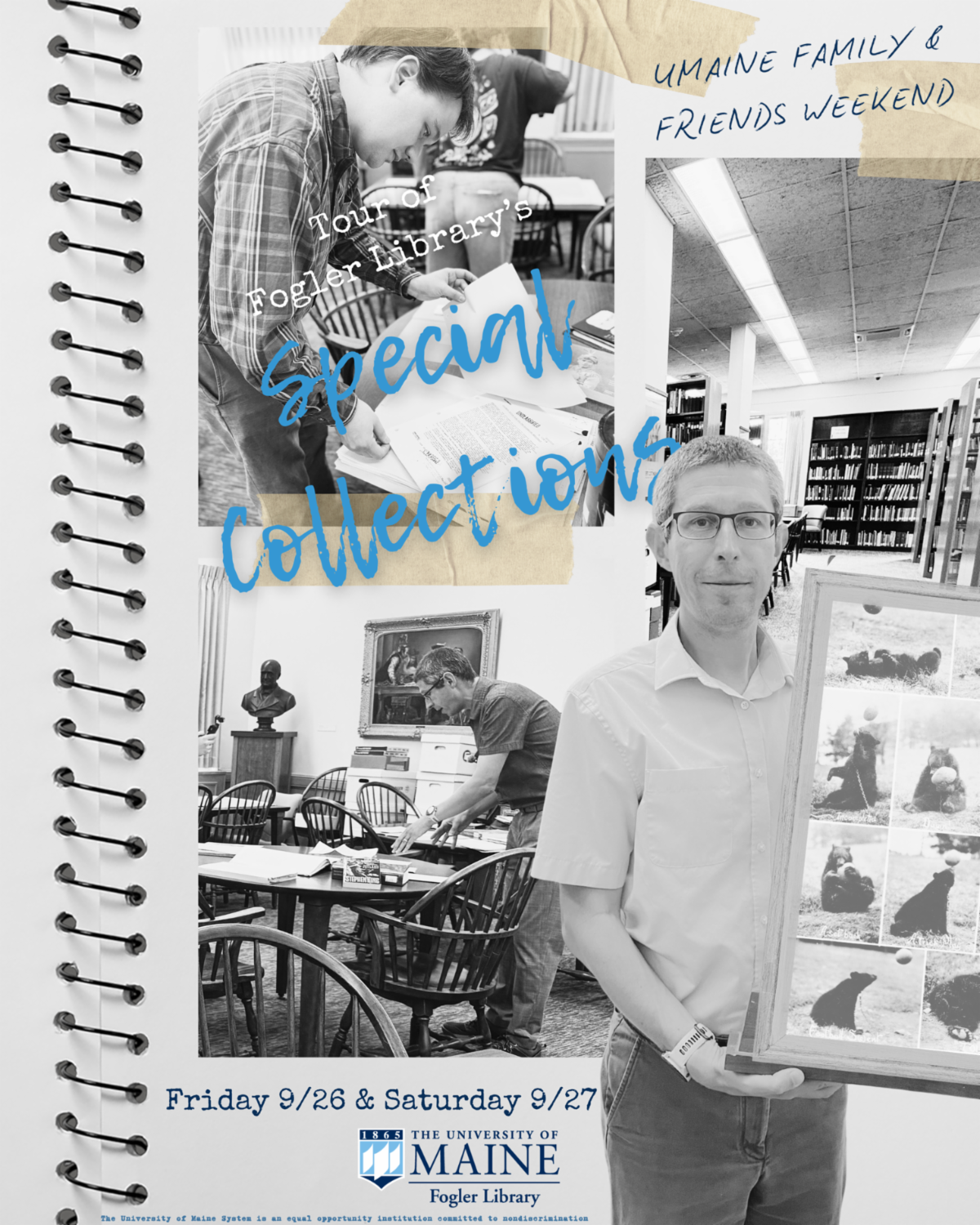 Flyer advertising Special Collections tours at Fogler Library.