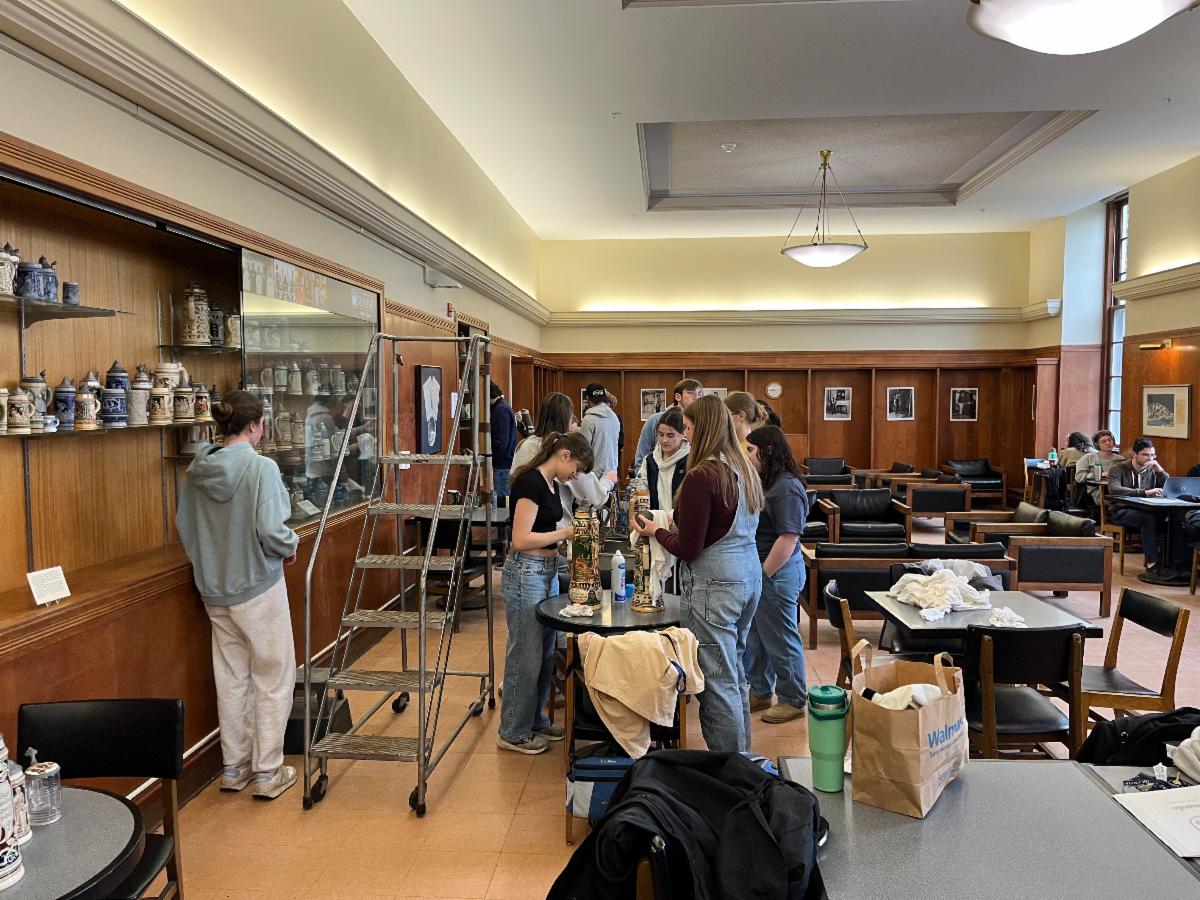 Photo of students involved in cleaning stein collection.jpeg