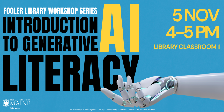 Graphic decorative element advertising intro to generative AI literacy workshop