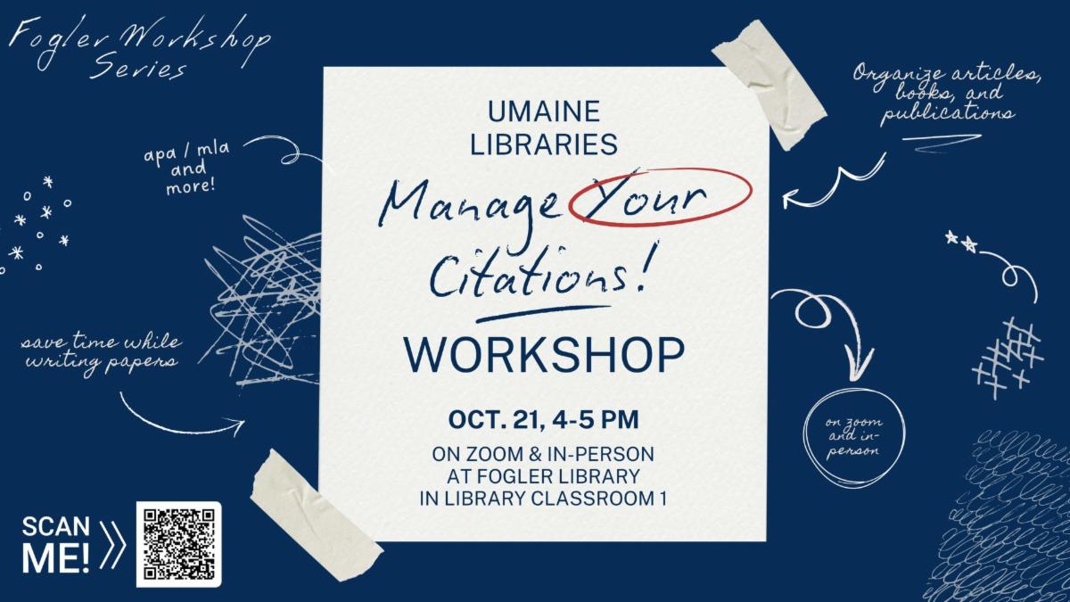 Decorative element advertising workshop called Manage Your Citations