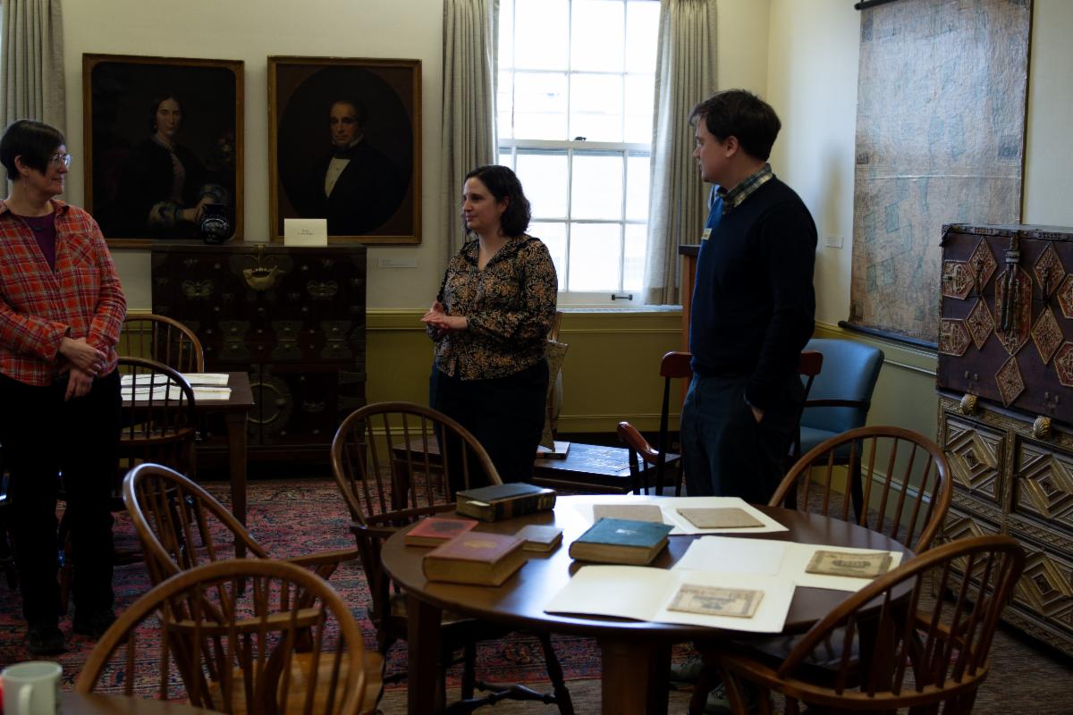 P (history PhD Candidate hoto of  Susan Dickson-Smith, author Mary Freeman and Special Collections archivist Herb Dittersdorf