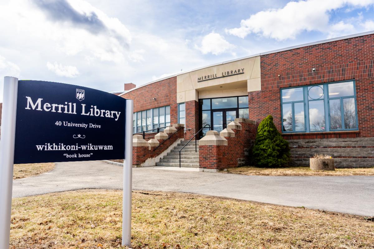 Photo of exterior view of Merrill Library.