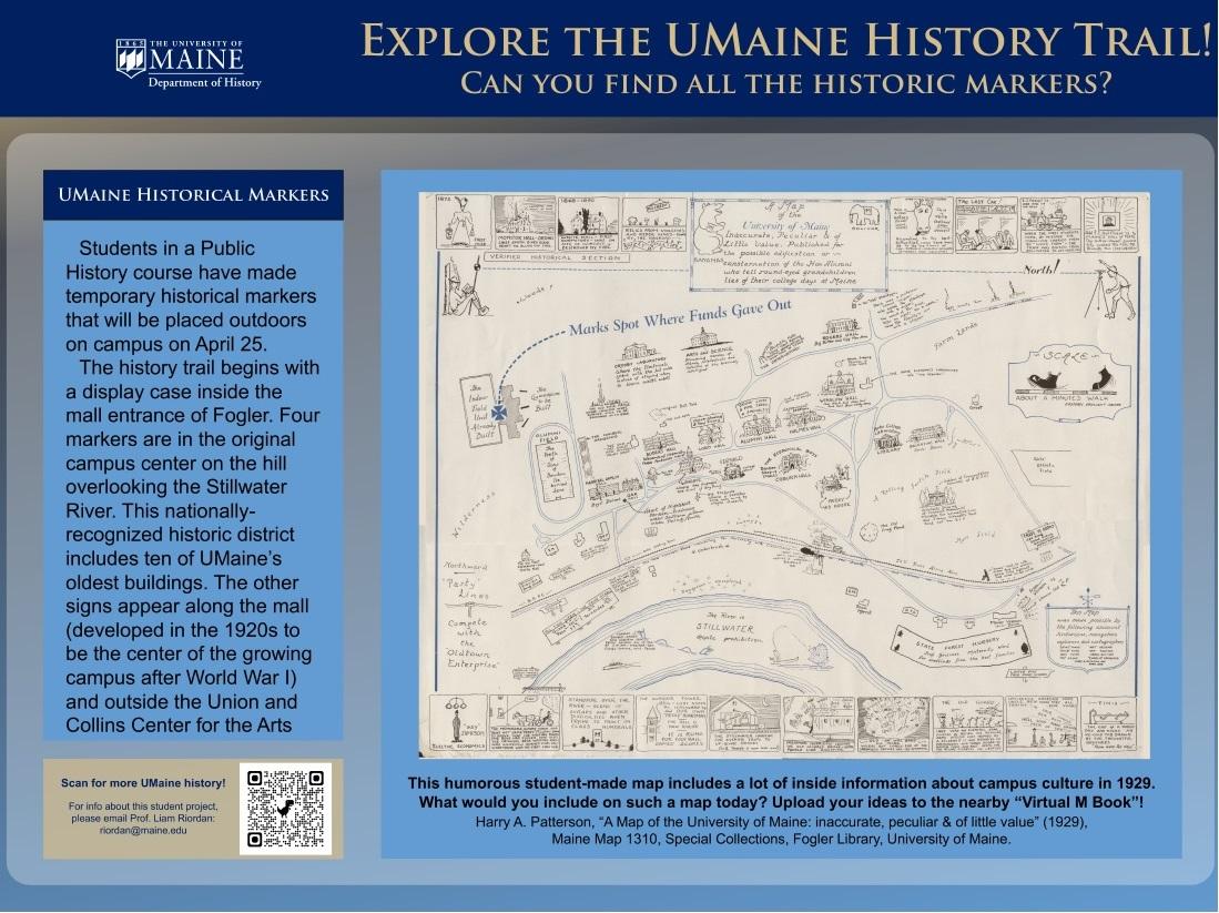Photo of poster advertising UMaine History Trail