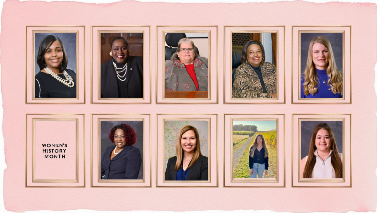 Flyer with pictures of current Councilwomen and the women on staff of Akron City Council