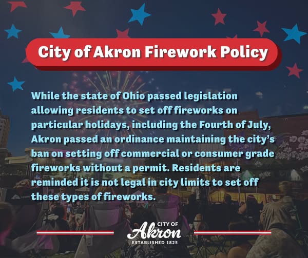 City of Akron Fireworks policy