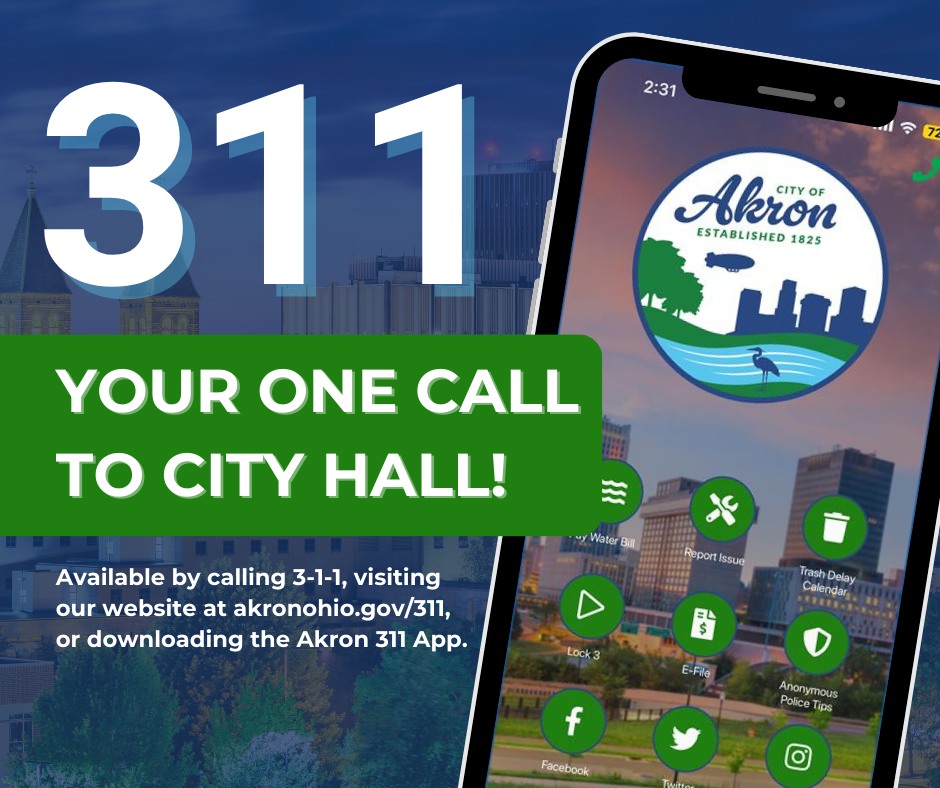 flyer with a cell phone stating  to call 311- Your one call to city hall.