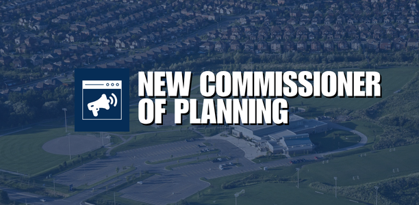 Gellert Community Centre in the back with text overlaying reading "new commissioner of planning"