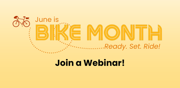 Bike Month Logo with text "join a webinar"