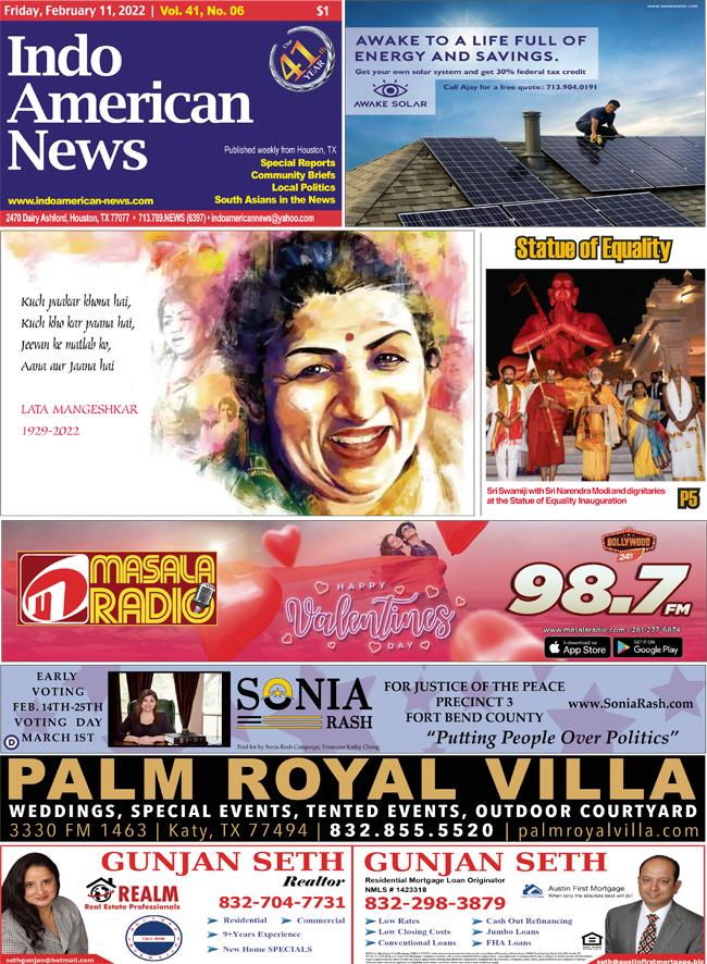 Check out the latest South Asian news IndoAmerican News, February 11