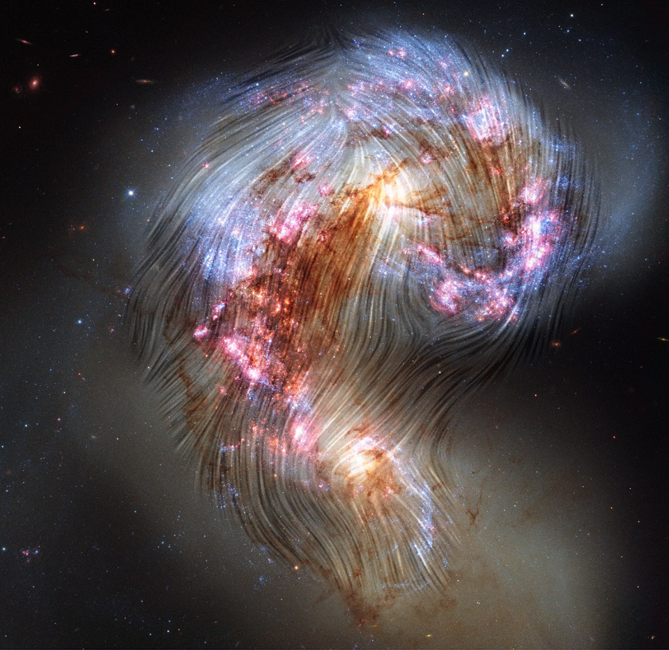 Antennae galaxies with streamlines