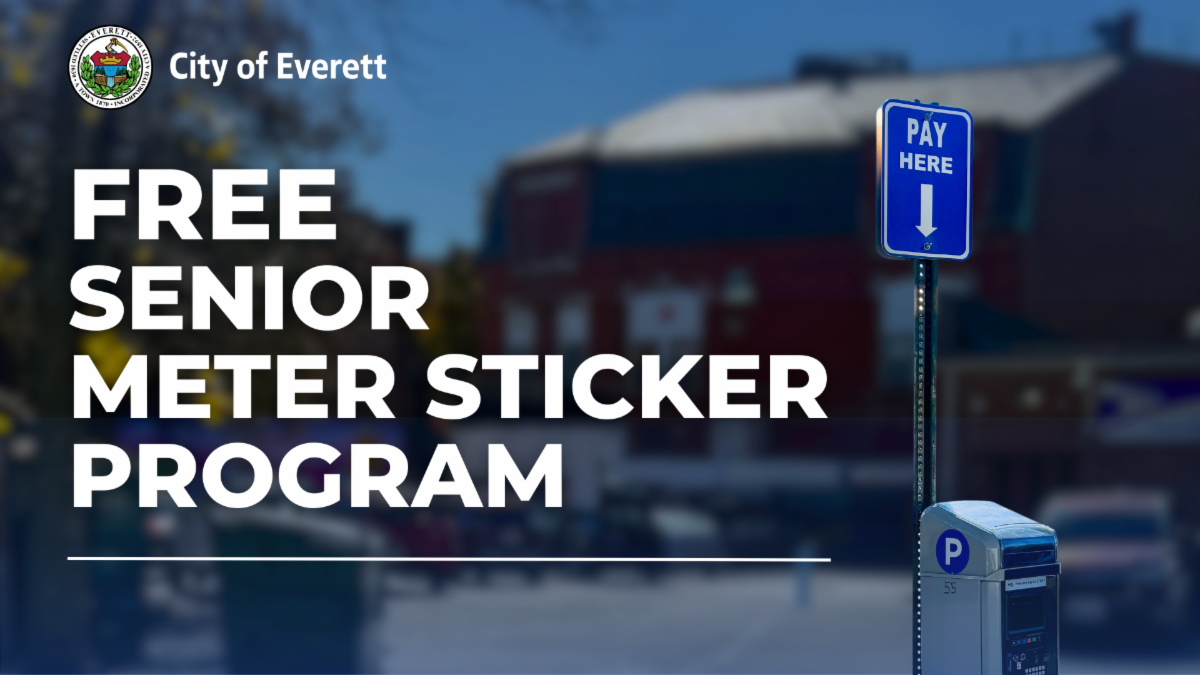 Graphic promoting the Free Senior Meter Sticker Program.