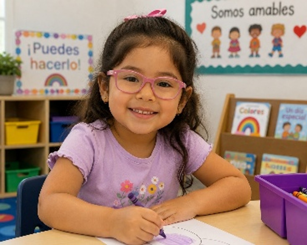a school girl wearing glasses