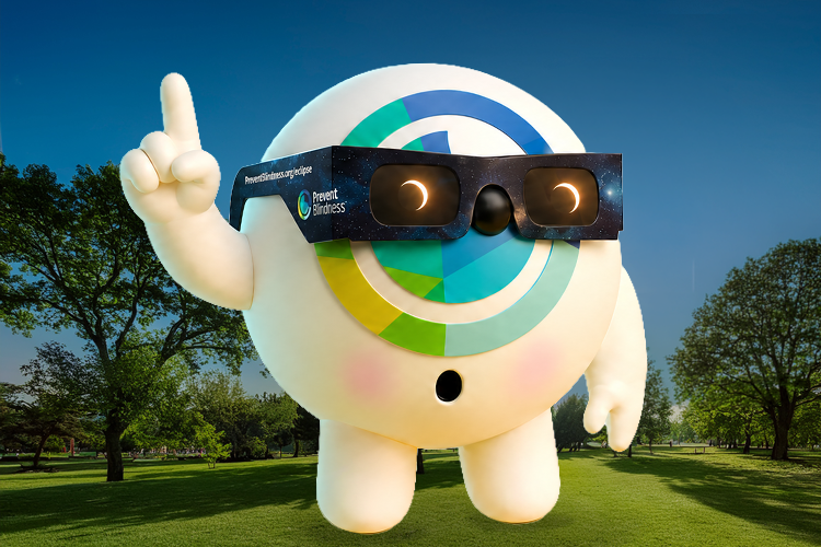 Iris wearing solar eclipse glasses