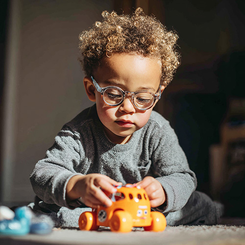 a child playing with a new toy