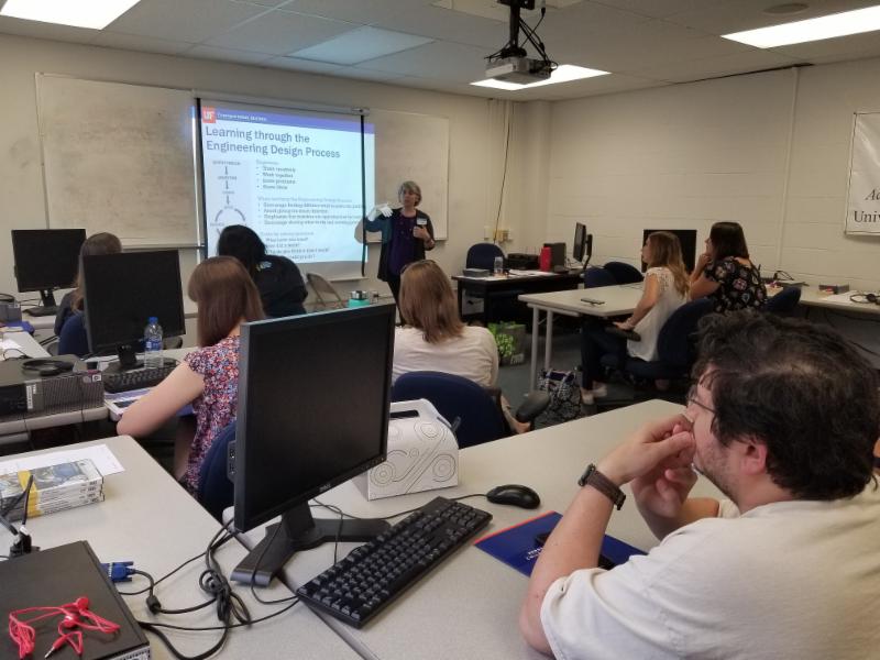 Ondine Wells presents to teachers on learning through the engineering design process