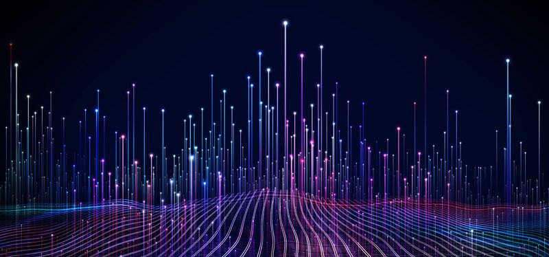 An abstract image of data points to represent a webinar on how data analytics is used in transportation