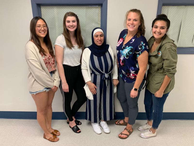 Sindy Wu (Webmaster), Paige Highstone (President), Ala Alobeidyeen (Vice-President), Mary Jeghers (Secretary), and Shabnam Medhizadah (Treasurer).
