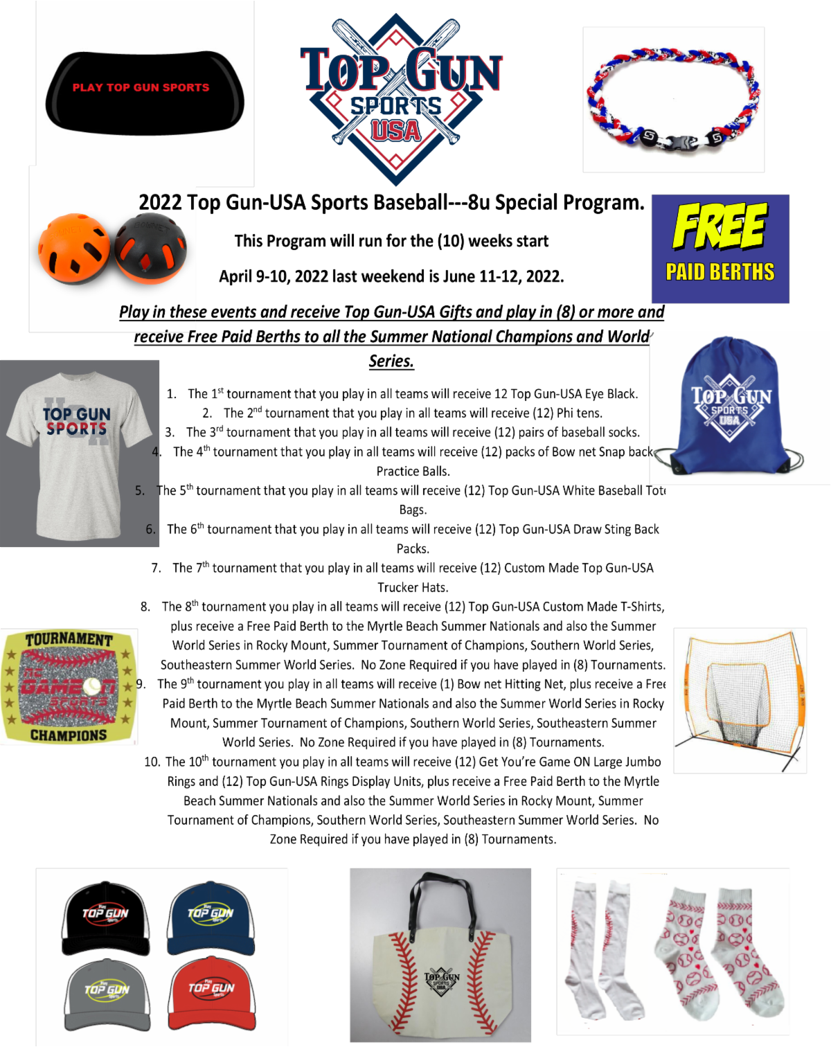 2022 TOP GUNUSA SPORTS ﻿BASEBALL 8U SPECIAL PROGRAM