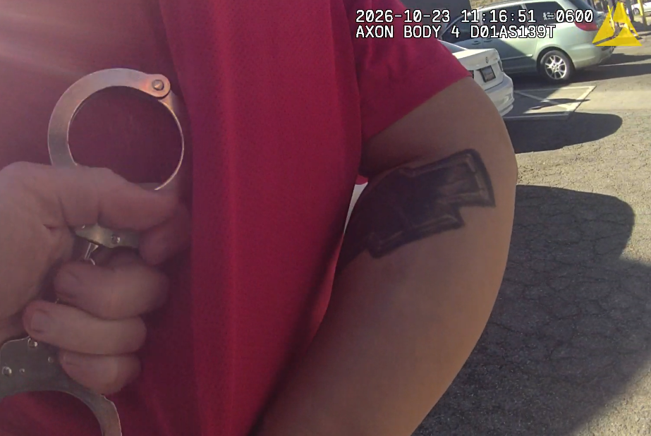 Body cam showing suspect being handcuffed