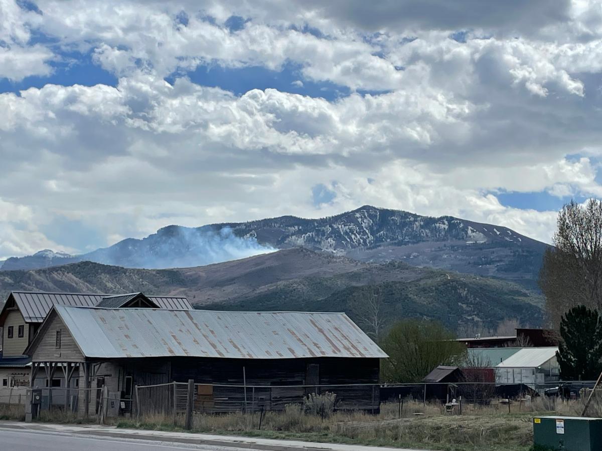 Smoke seen from Ridgway from Baldy Mountain Fire Photo Credit Caroline Kilbane